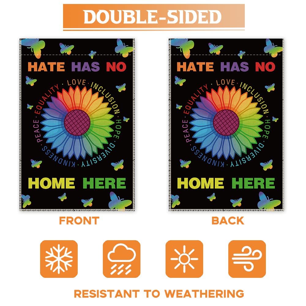 Gartenflagge 'Hate Has No Home Here' – Doppelseitig Bedruckt, Wetterfest & Dekorativ