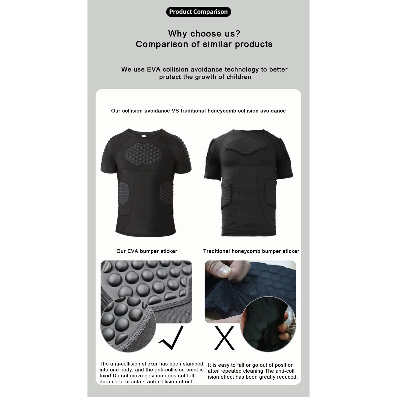 Hotfiary Herren gepolstertes Kompressions Shirt für Fußball Paintball Baseball Basketball, 6-Pads Kurzarm Fußball Rippe Brustschutz, Fußball Schutzausrüstung Herzschutz Sternum Schutz