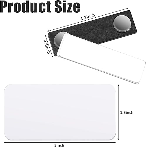 Miniatura 2 de Chinco Paquete de 30 etiquetas de nombre en blanco, etiquetas de nombre magnéticas con respaldo magnético, esquinas redondas blancas, insignias de