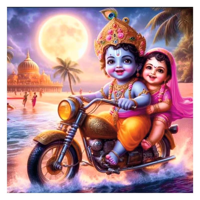 Image of British Terminal Cute little Bal Gopal Baby God Krishna| Kanha Ji | Laddu Lord Makhan Chor Painting Religious Poster for Pregnant Women for wall (matt thin vinyl,sticker,multicolor,unframed)| bj222