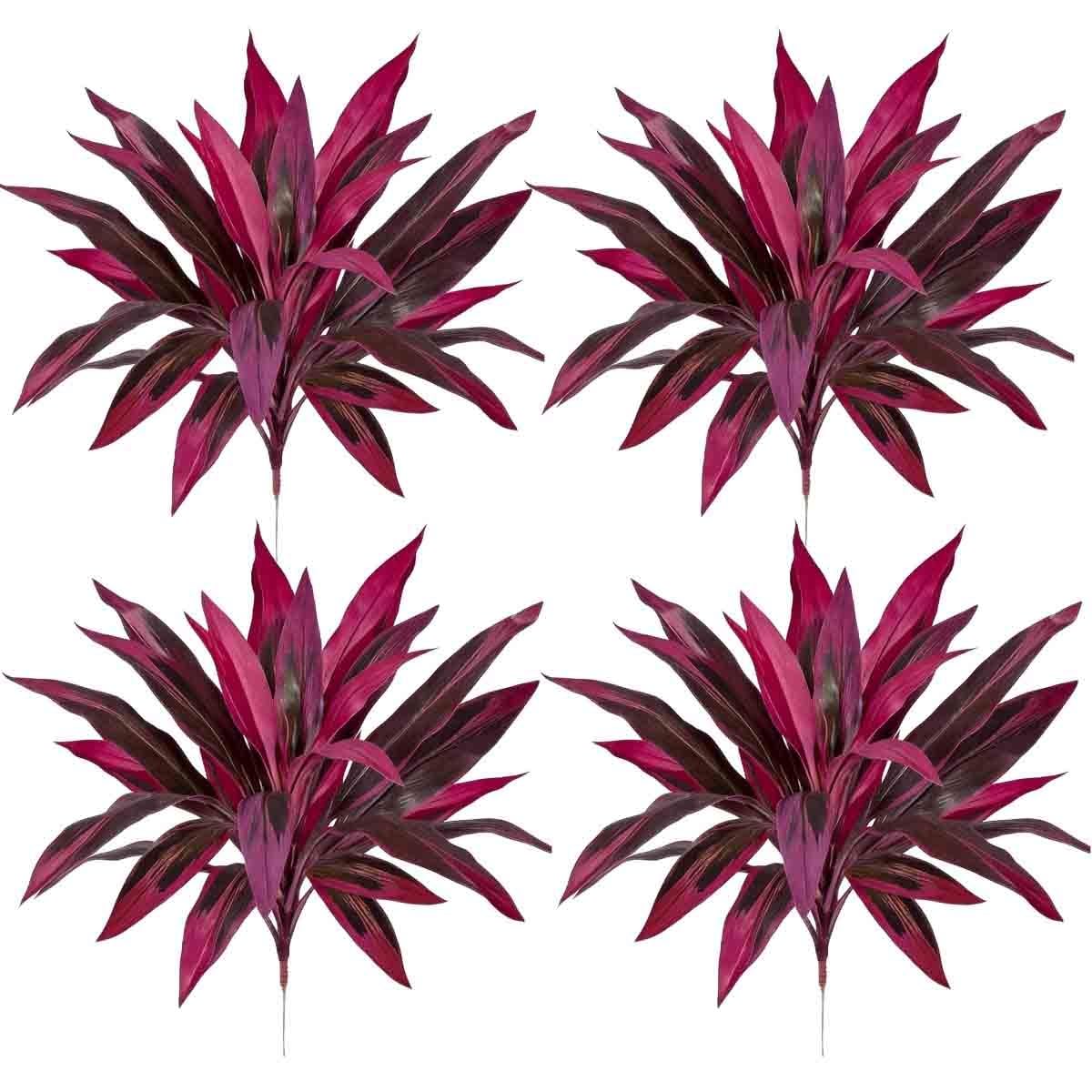 BDCPMT Realistic Artificial Boston Fern & Dragon'S Blood Tree Plants,Vibrant Pink Purple Faux Plants for Porch Patio Outside Garden Decor(4pcs)