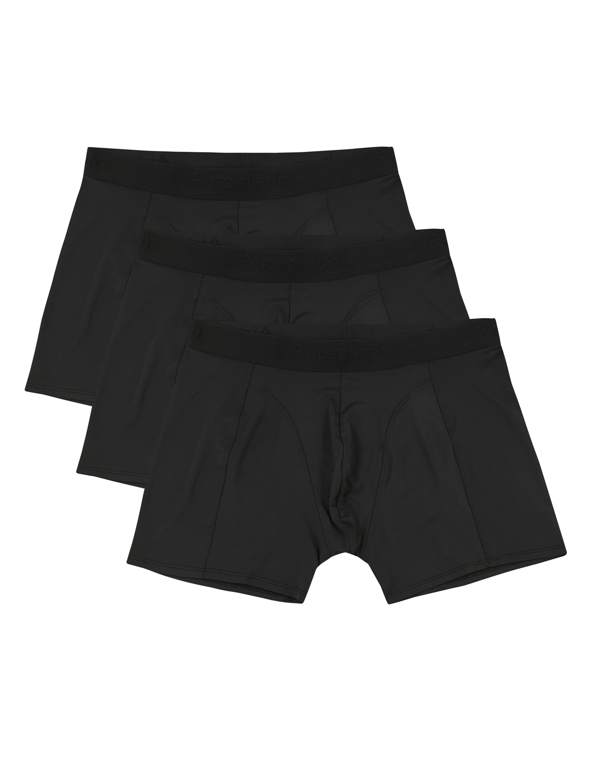 Marks & Spencer Men's 3pk Microskin Trunks, BLACK, Large