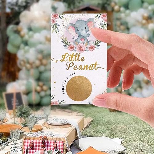 Miniatura 5 de 50 Baby Shower Scratch Off Game, tarjeta de sorteo de rosa elefante rosa, actividades de fiesta, decoraciones y suministros- It's a Girl