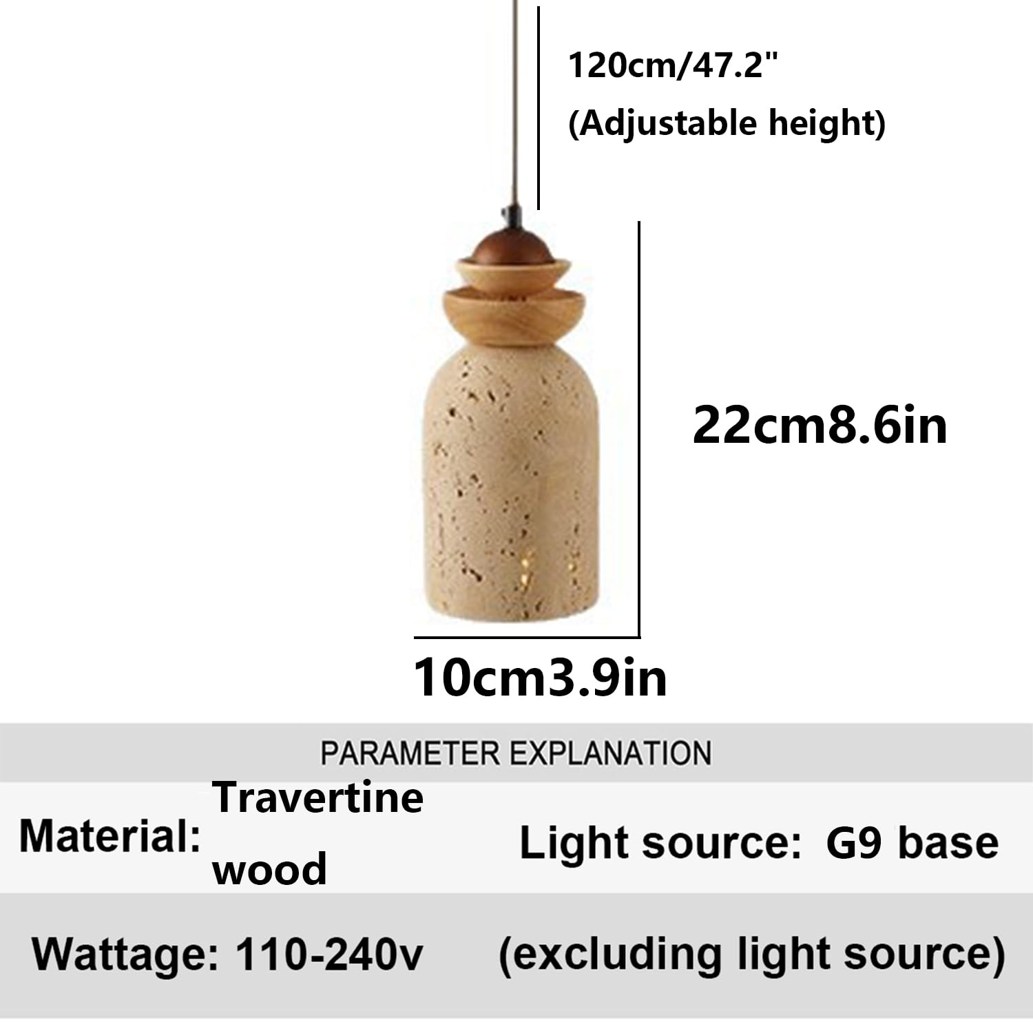 Lámpara Colgante Piedra Amarilla Para Decoración Interiores Hogar | Lámpara Techo Cilíndrica Con Casquillo G9 Lámpara Araña Decorativa Madera Con Cableado Fijo Para Isla Cocina Tienda O Sala