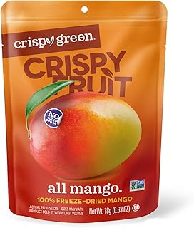 Crispy Green Natural Freeze-Dried Fruit, Mango Single-Serve, No Sugar Added, 0.63 Ounce (Pack of 12)
