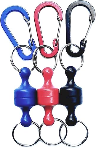 Inf-way 3 piezas de anillos divididos con imanes súper fuertes, ganchos para llavero, soporte magnético de liberación de red, imanes para