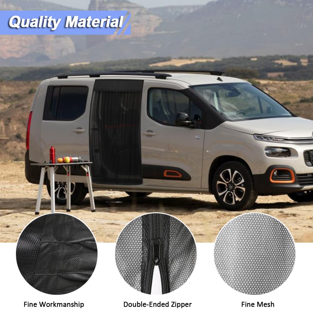 Zanzariera Compatibile con Citroen Berlingo Peugeot Partner Opel Combo 2018-2025 per Porta Scorrevole, Zanzariera Magnetica Tenda Parasole contro Insetti e Sole, Rete Ombreggiante Porta Laterale