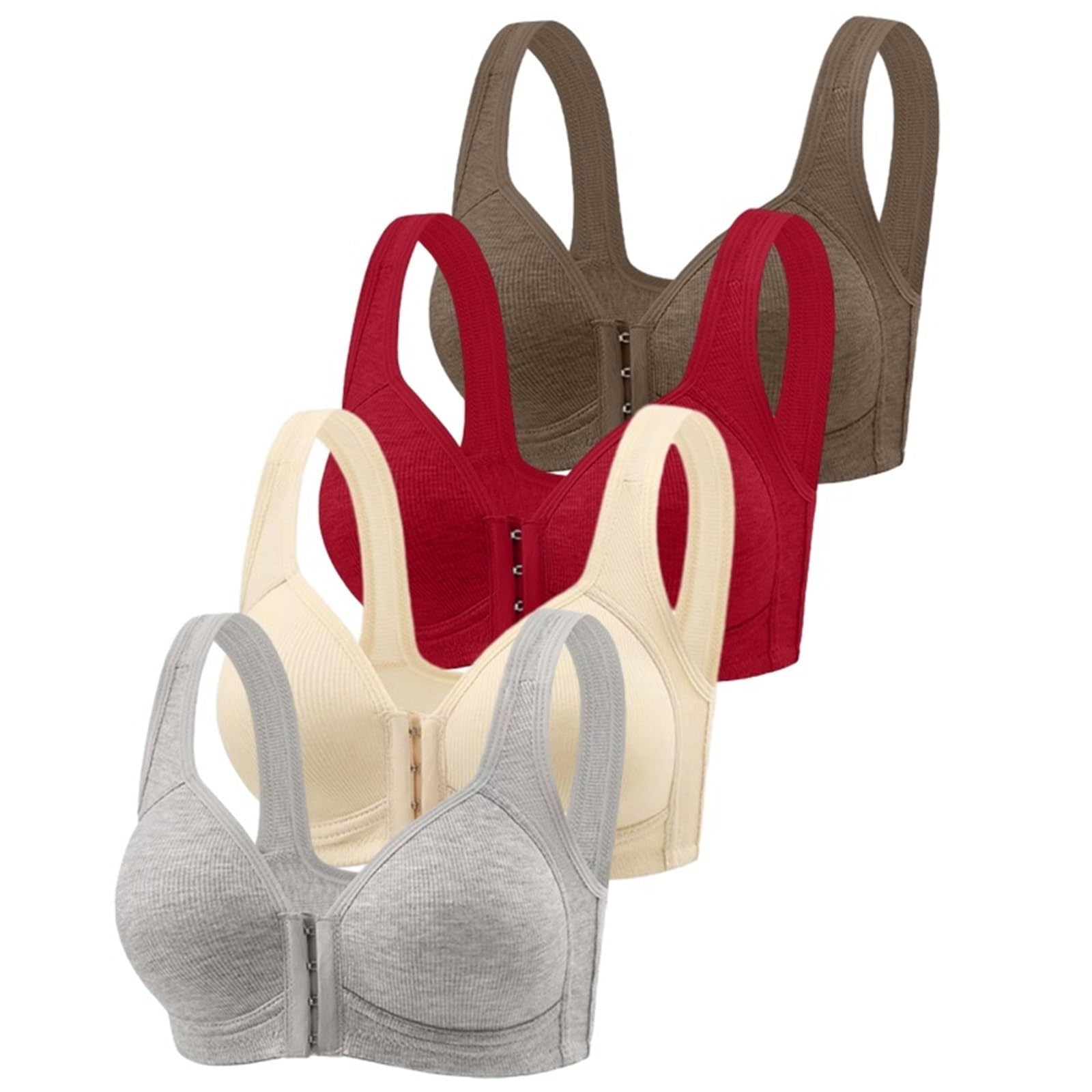 Sujetador Cierre Delantero Sujetador de Cierre Frontal sin Costuras for Mujer, Bralette Liso Aros, Push Up, Cobertura Completa, Copas fijas, Ropa Interior cómoda