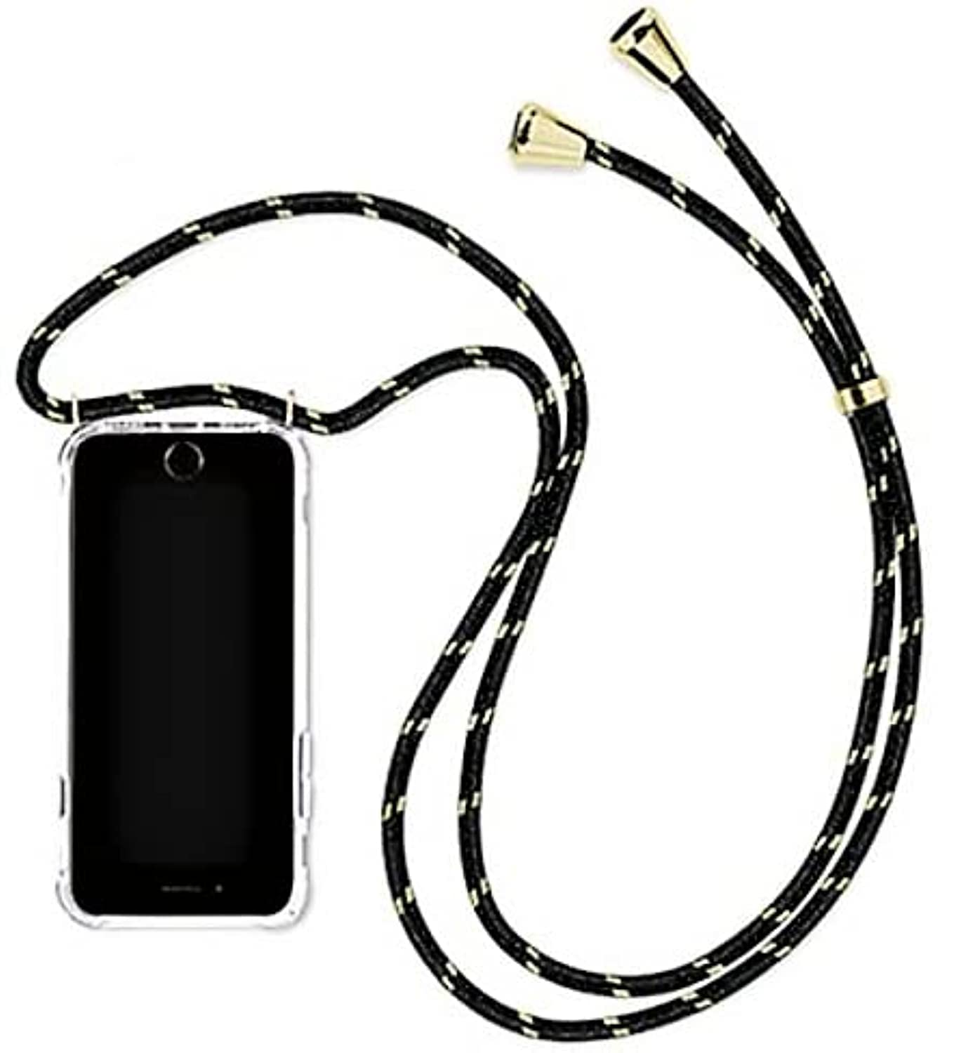 iPhone 12/12 Pro Black and Gold Crossbody Case Lanyard for Around the Neck, Safety Adjustable Strap, Full Coverage Case for Most Smartphones