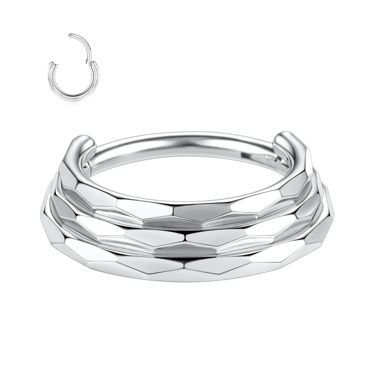 hengkaixuan 16G Septum Nose Rings Hoop Daith Earrings Surgical Steel Septum Clicker Ring Hirned Segment Seamless Clicker Ring Conch Hoop Ring Unisex Earrings Hoop Daith Piercing Jewellery — view 22