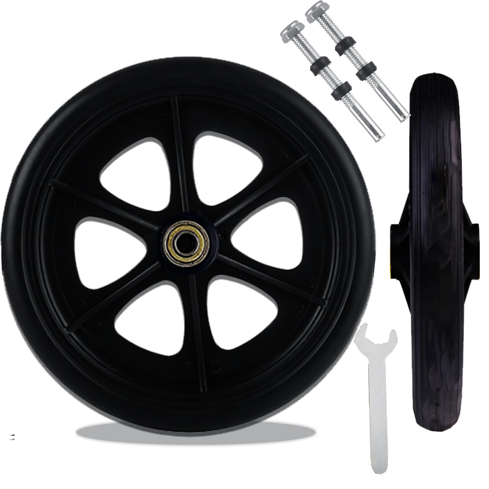 Walker Wheels Replacement 8 inch Wheels for Walker PVC Anti-Slip Solid Tires All-Terrain usable 2psc Replacement Wheels for Walkers Easy to Replace and Install (8-inch)