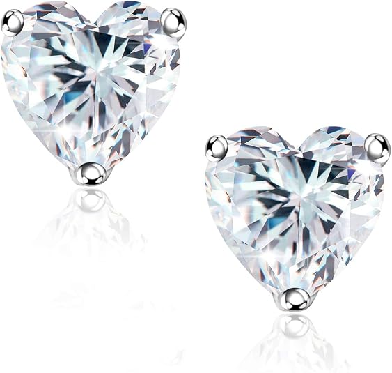 "STUNNING FLAME" Trillion-cut/Cushion-cut/Emerald-cut/Marquise-cut ... 18K White Gold Plated Sterling Silver Cubic Zirconia Simulated Diamond Stud Earrings for Women