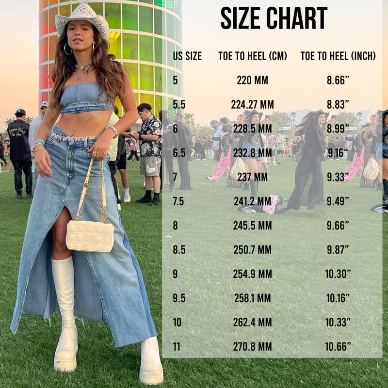 AMINUGAL Womens Elastic Knee High Platform Chunky Block High Heel Sock Boots Zipper Round Toe Fashion Motorcycle Combat Punk Boots For Women: 9.5 A-white