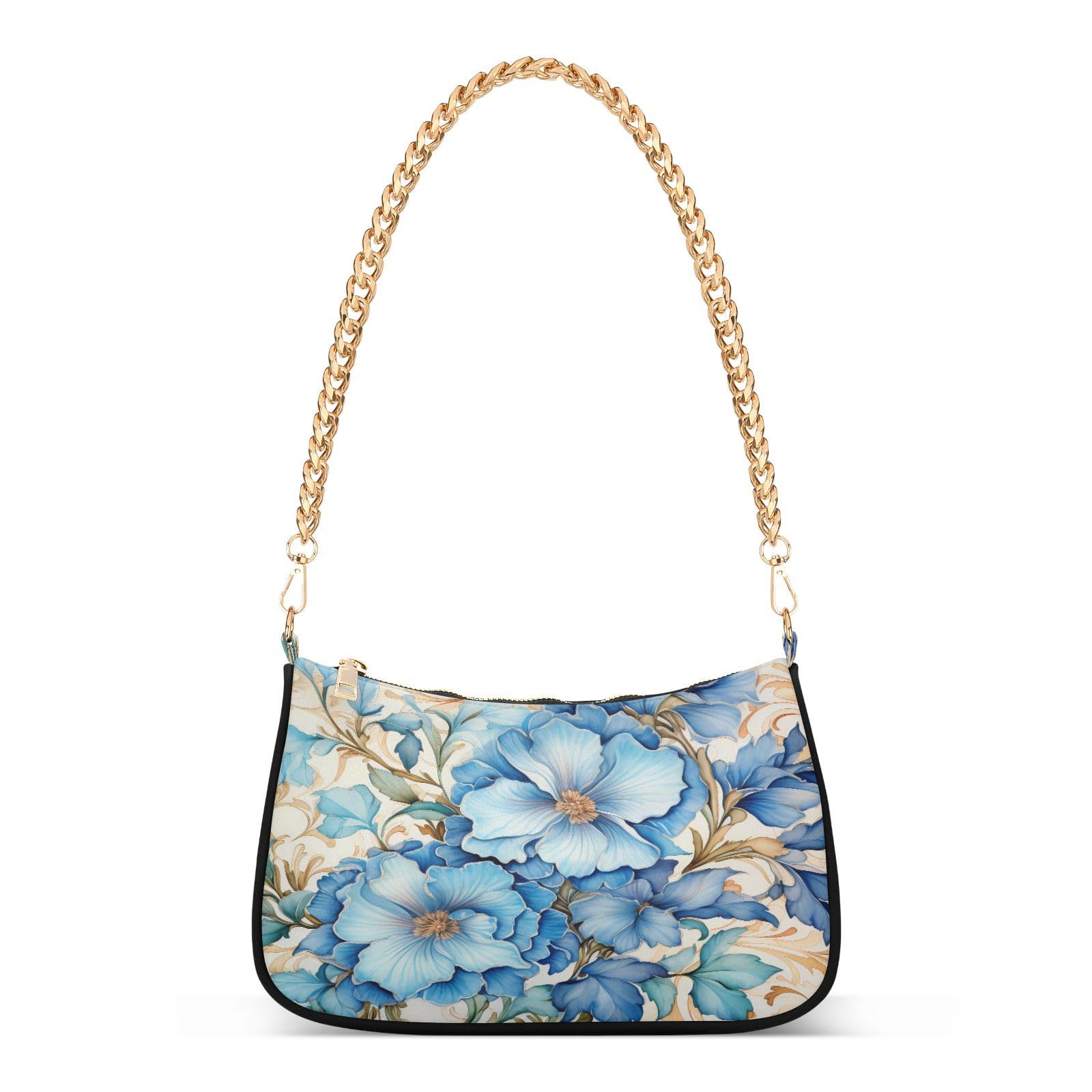 Shoulder Bags for Women Flower Floral Hobo Tote Handbag Small Clutch Purse with Zipper Closure