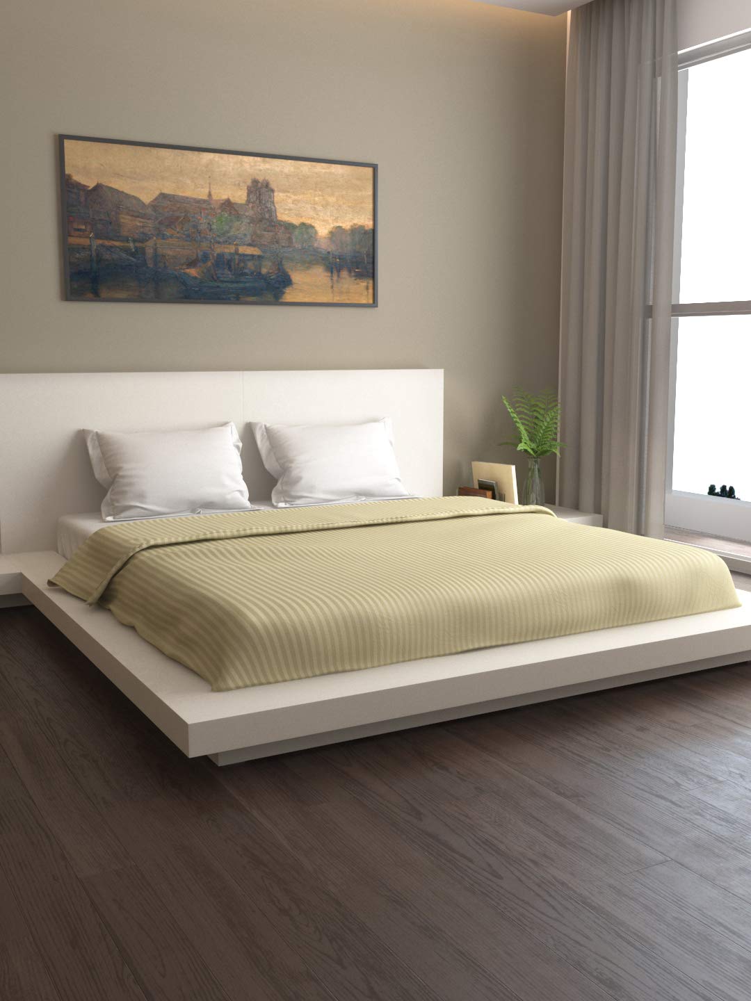 Mark Home 100% Fine Cotton Sateen 400 TC Premium Stripes Duvet Cover Double Walnut