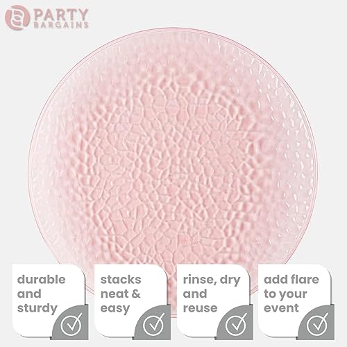 Miniatura 4 de Party Bargains - Bajoplatos de 13 pulgadas (16 unidades) color rosa martillado, bajoplatos desechables y resistentes para cenas elegantes - Ideal