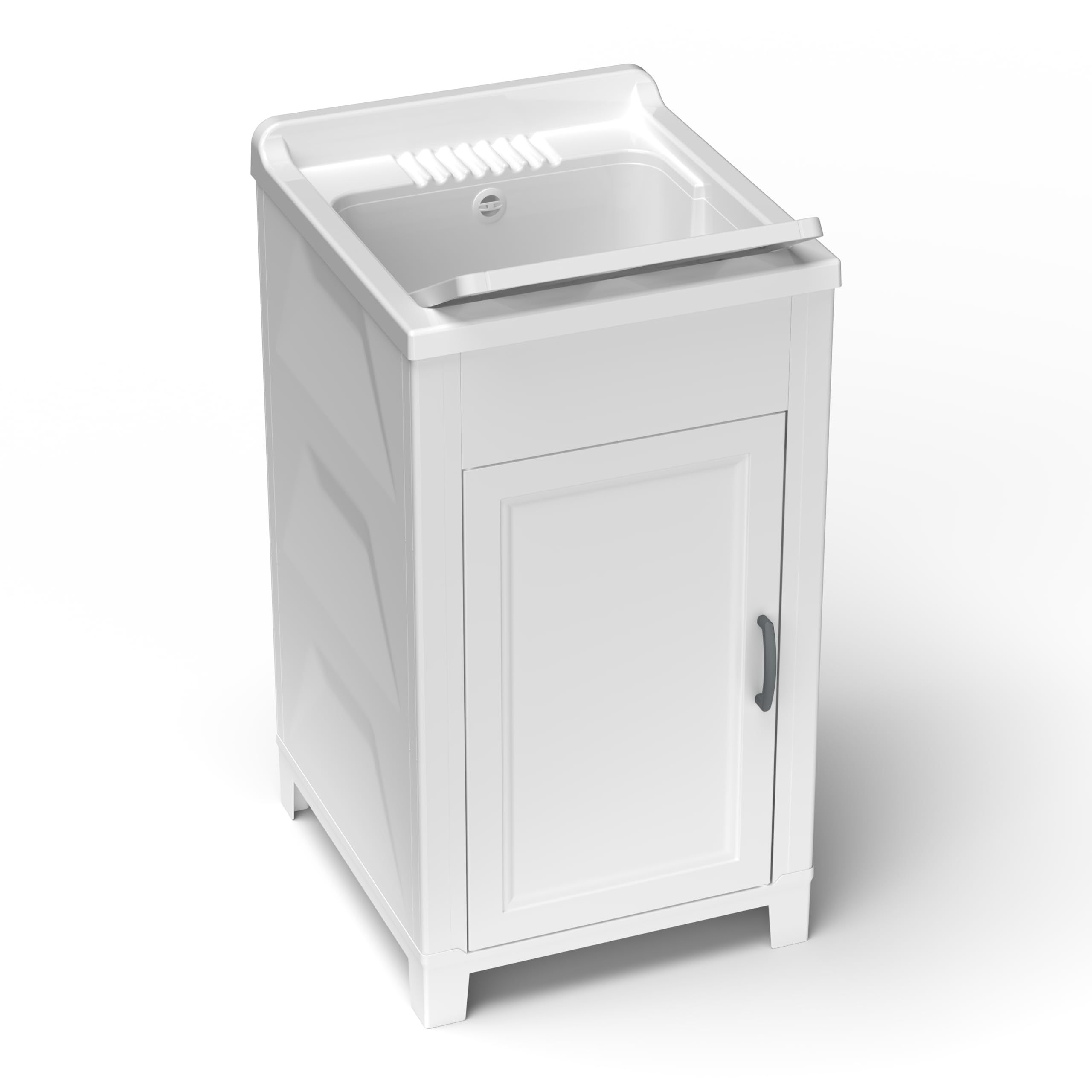 Buyly Mueble lavabo resina con puerta única, bañera con tabla de lavado de resina, interior/exterior. 45 x 50 x 85 cm