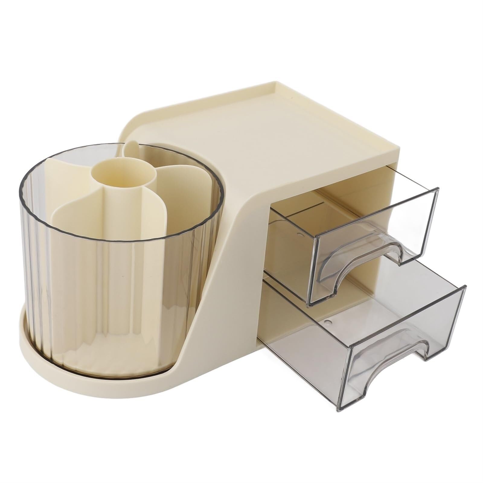 Herramientas Maquillaje Organizador De Escritorio Giratorio con Cajones, Caja Almacenamiento Cosméticos Multifuncional, Maquillaje Uso Diario(Yellow)