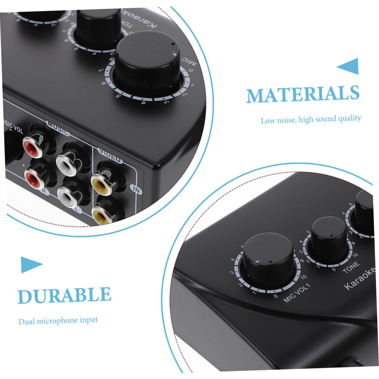 Gatuida Professioneller Kleiner Audiomixer mit 2 Mikrofoneingängen ABS Gehäuse Kompakt für Karaoke und Dj Equipment