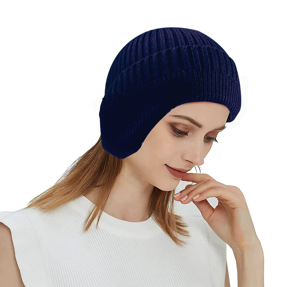JFAN Cappello Lavorato A Maglia da Uomo Donna Autunno Inverno Tinta Unita Proteggi Le Orecchie Cappello da Sci Moda Caldo Cappello in Pelle di Melone