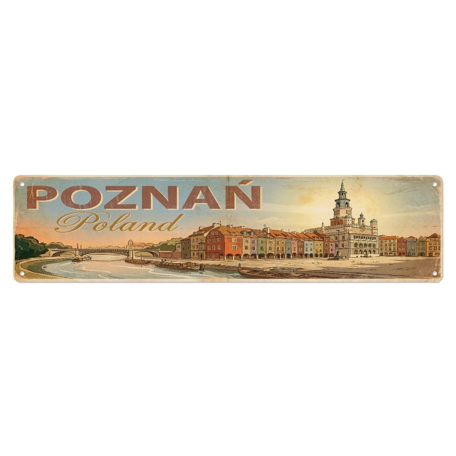 Tgrcjimh Style Metal Tin Sign Vintage Travel Poland Poznan