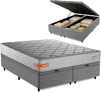Cama Box Baú Casal King Espuma Softgel Power 193x203x63cm