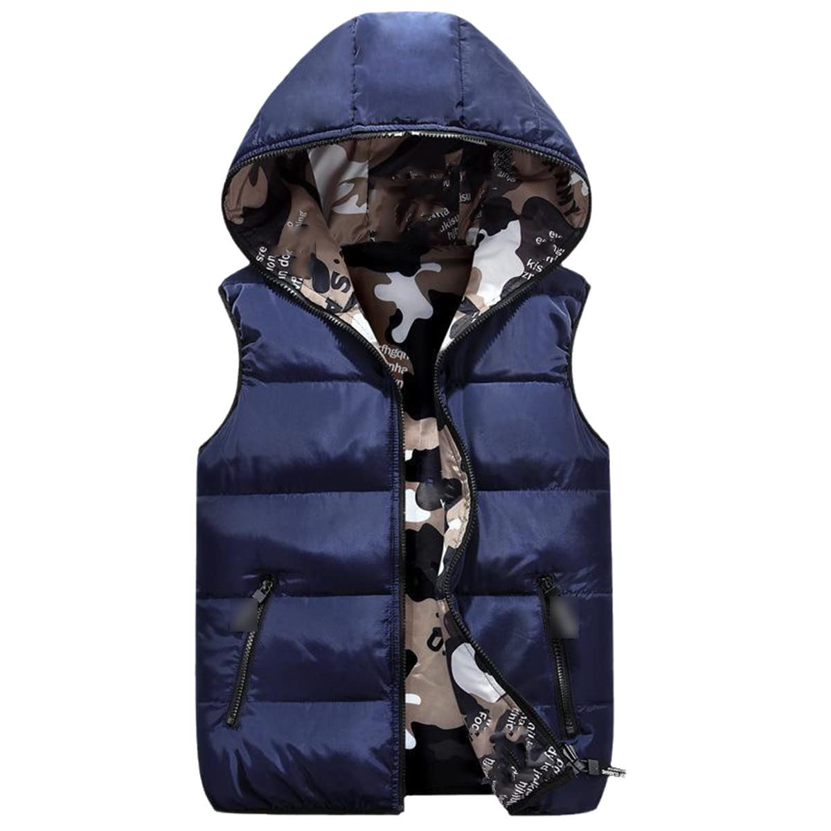 Veste chaude d'hiver sans manches gilet à capuche surdimensionné femme S