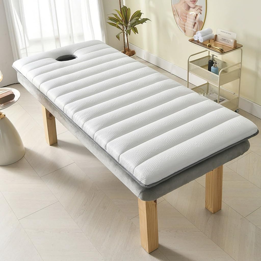 Lit de beauté pliable portable de 6 cm d'épaisseur, table antidérapante pour spa, blanc, 60 x 180 cm, équipement de salon professionnel