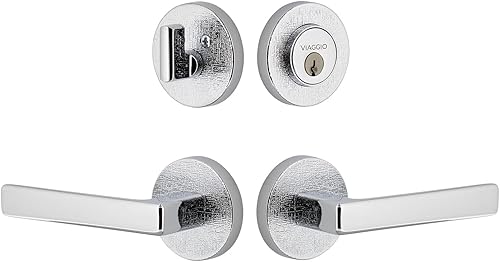 Viaggio 630123 Circolo Linen Rosette - Juego de 2 34 pulgadas con palanca Lusso y cerrojo a juego en cromo brillante