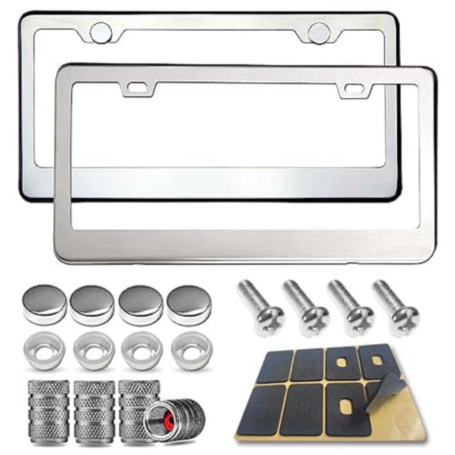 BGGTMO - Marco de matrícula para matrícula de coche, 2 unidades, aluminio para vehículos estadounidenses (marco de licencia de acero inoxidable), color negro