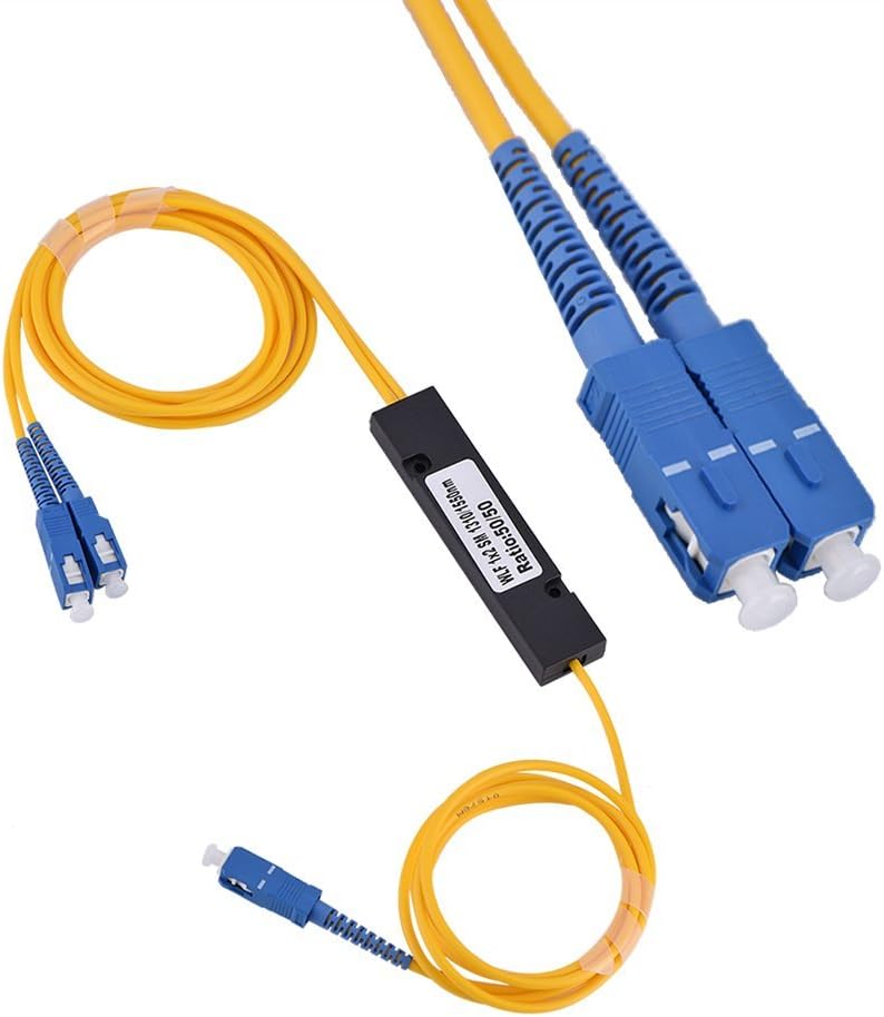 Asixx 1 to 2 Singlemode SC Optical Fiber Splitter, SC-SC Connector, Compact Design, FTTX Compatible