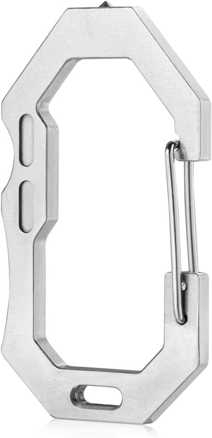 WINGOO Stainless Steel Key Chain Quickdraw Carabiner Tungsten Steel Head with Glass Breaker Double Hole Key Buckle Climbing Carabiner