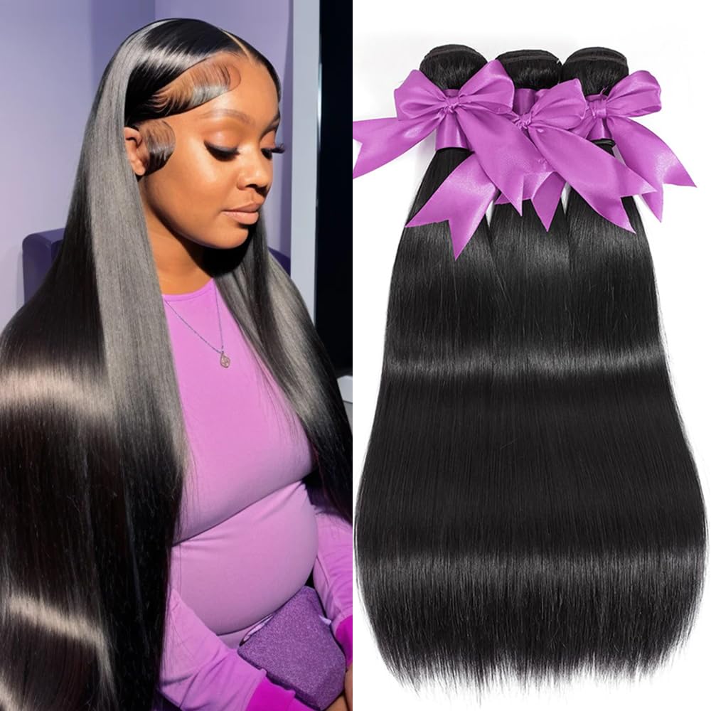 QIYING 12A Human Hair Bundles 10 12 14 Inch Straight Bundles Human Hair 100% Unprocessed Brazilian Virgin Hair Weave 3 Bundles Deals