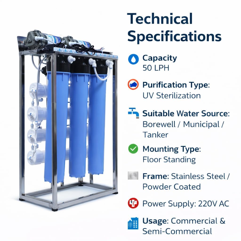 AQUA D PURE Commercial RO Water Purifier - 50L/H -8