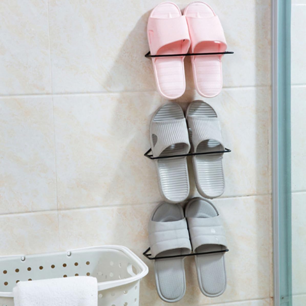 2 Pack Iron Triangle Wall Mounted Shoe Holder Rack