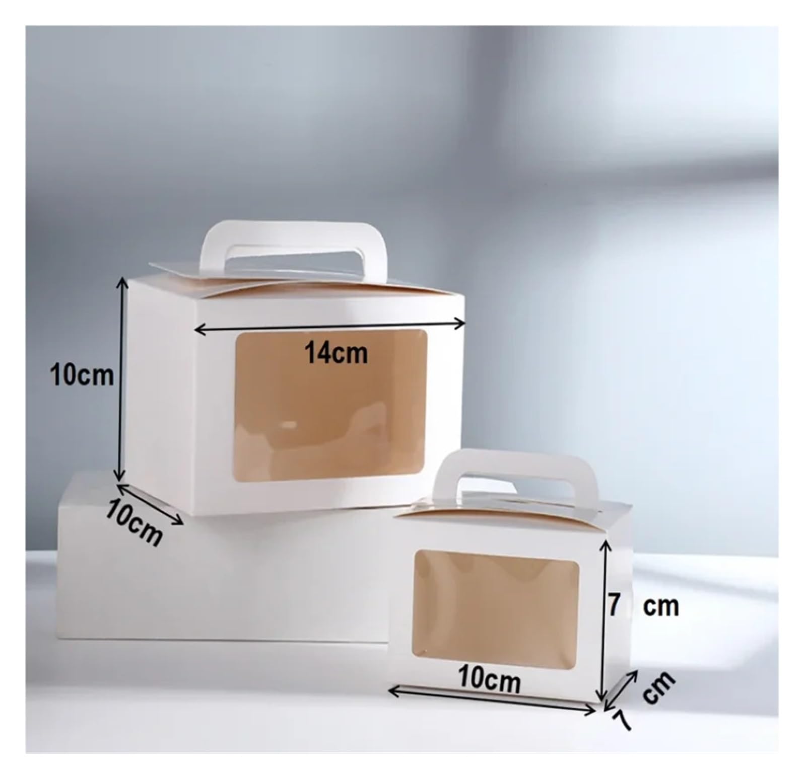 Scatola for Torte Portatile da 10/20 Pezzi con Finestra Trasparente Scatola da Asporto for Alimenti for Pasticceria for Scatola di Caramelle for Feste di Matrimonio(White,20PCS_10X10X14CM)