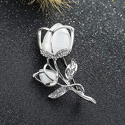 Image of Created Crystal Brooch Crystal Rhinestone Rose Flower Fashion Pin Gift Women Girls Rose Gold