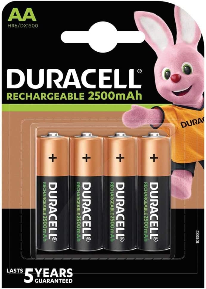 4 x Duracell AA rechargeable 2500 mAh (1 ampoule de 4 batteries) 4 piles rechargeables (HR6/DX1500)