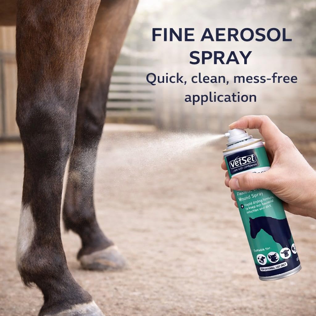 VetSet Silver Aluminium Spray for Animal Wounds | Veterinary Antiseptic Silver Spray for Horses, Dogs, Livestock & Equine Use | Breathable Protective Coating for External Wounds & Abrasions, 250ml — view 5