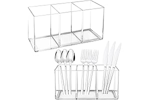 Rainmae 2 Pack Acrylic Plastic Utensil Holder for Party