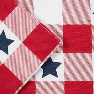 Marthastewartamericanastarginghamplaidindoorplacemat4packsetreversiblepatrioticusaamericadecorredwhiteblue14x72  Urban Country Home Decor Martha stewart americana star gingham plaid indoor placemat 4 pack set reversible patriotic usa america decor redwhiteblue 14×72  urban country home decor