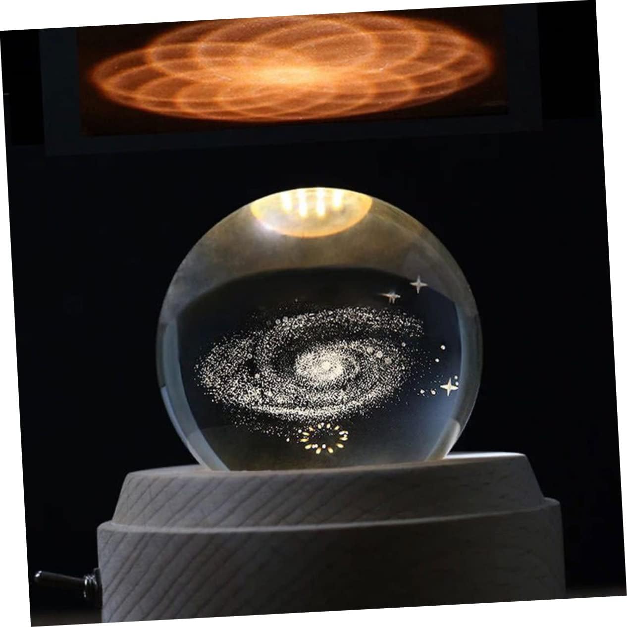 ABOOFAN Luminous Crystal Ball Music Box Rotating Led Night Light and Base Decorative USB Desktop Lamp for Home Decor for Birthdays and Holidays