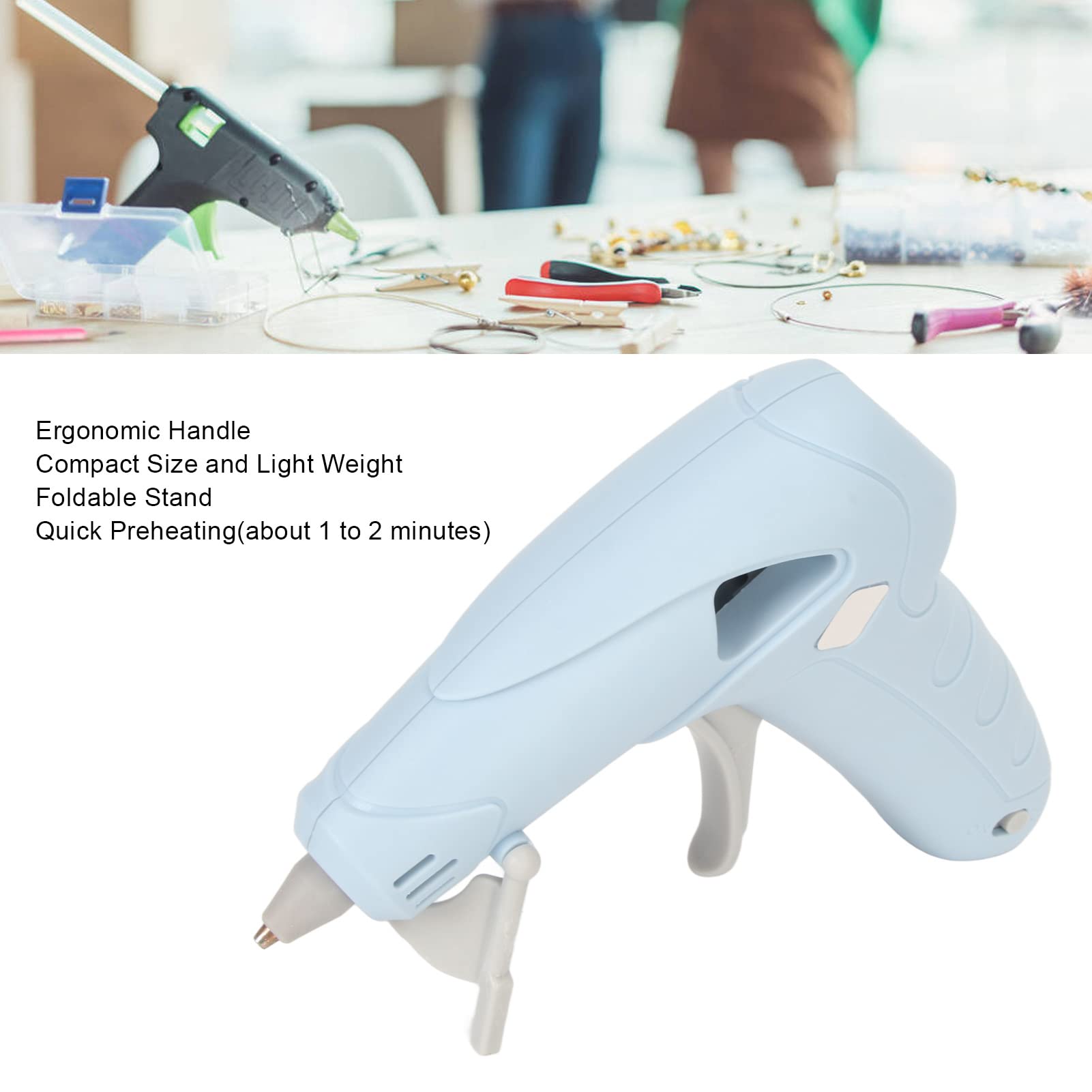 Hot Glue Gun, 10W Fast Heating Hot Glue Melter, Ergonomic Handle USB Charge Hot Glue Melting Tool with 30 Glue Sticks for Handicraft DIY
