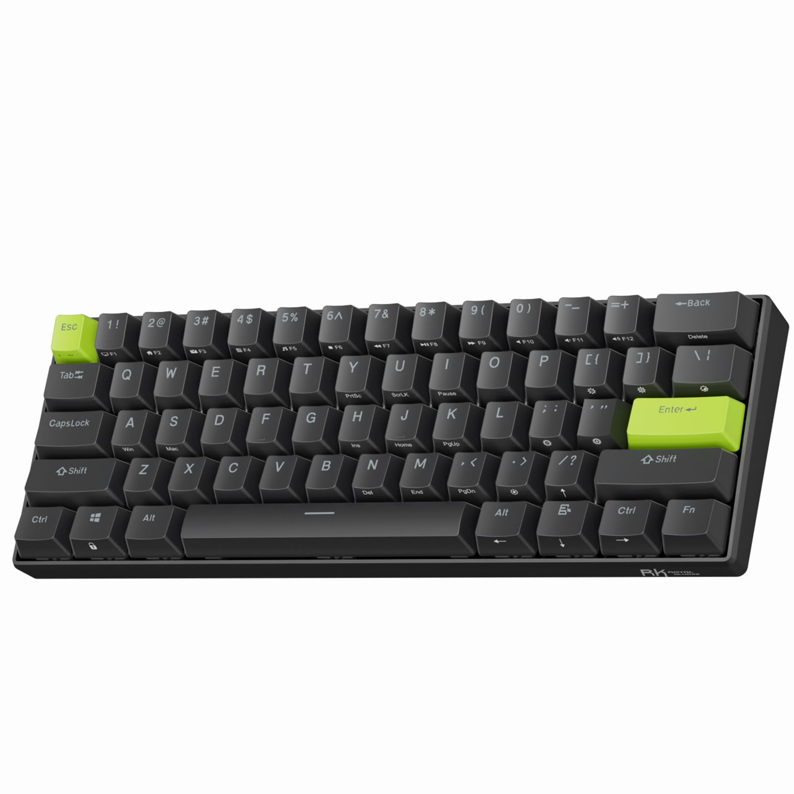 RK ROYAL KLUDGE C61 Wired Gaming Keyboard 60% Mechanical Keyboard with Hall Effect Magnetic Switch 8000Hz Polling Rate Rapid Trigger RGB Backlit, 61 Keys, Black Green