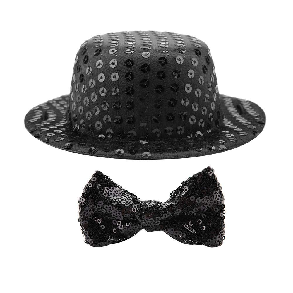 Czapka dla psa Czapka dla psa Czapka dla zwierząt Zestaw muszek Czarna czapka z cekinami Psy Koty Modny Chowana czapka Muszka Zestaw na Boże Narodzenie Urodziny Festiwal