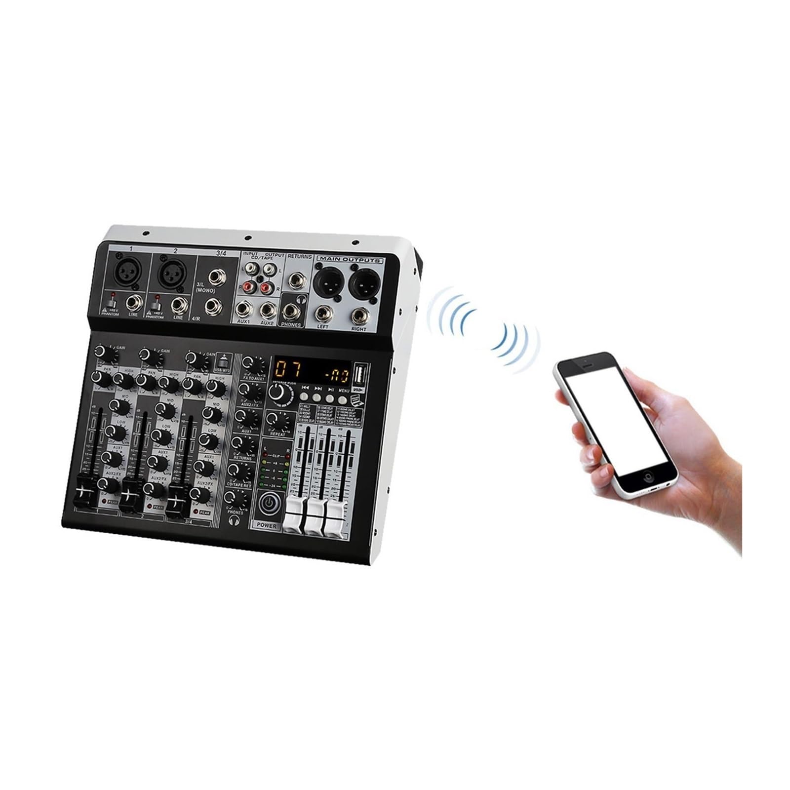 Mixer audio, Mixer audio 2x ingresso stereo mono 4 canali console di missaggio digitale for DJ studio sta performance per karaoke in studio