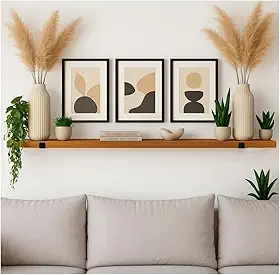 Prateleira De Madeira Industrial Com Mão Invertida De Madeira Envelhecida Decorativa Flutuante Suspensa (1 Metro,Envelhecida)