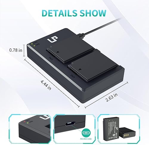 Miniatura 5 de LP Paquete de cargador de batería LP-E10, paquete de 2 baterías y cargador de doble ranura, compatible con Canon EOS Rebel T7, T6, T5, T3, T100,
