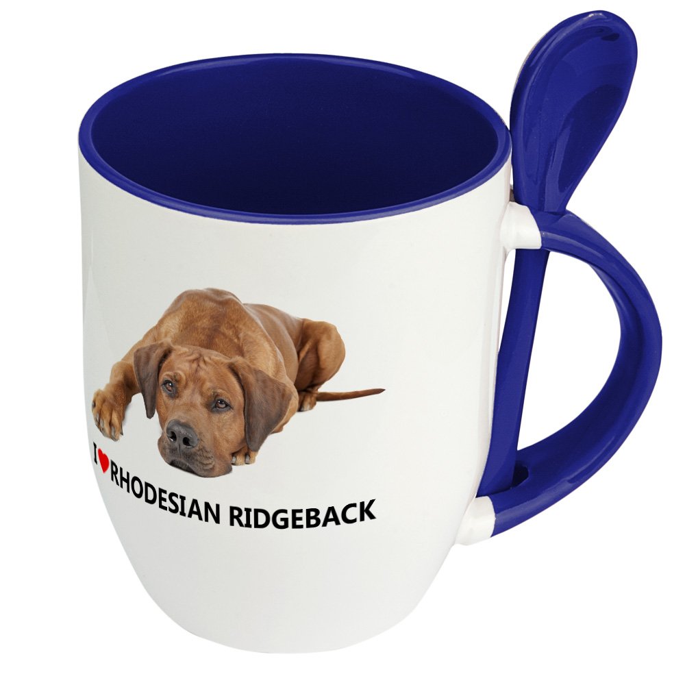 Hundetasse Rhodesian Ridgeback – 330 Ml, Mit Löffel Im Henkel, Spülmaschinenfest, Schwarz