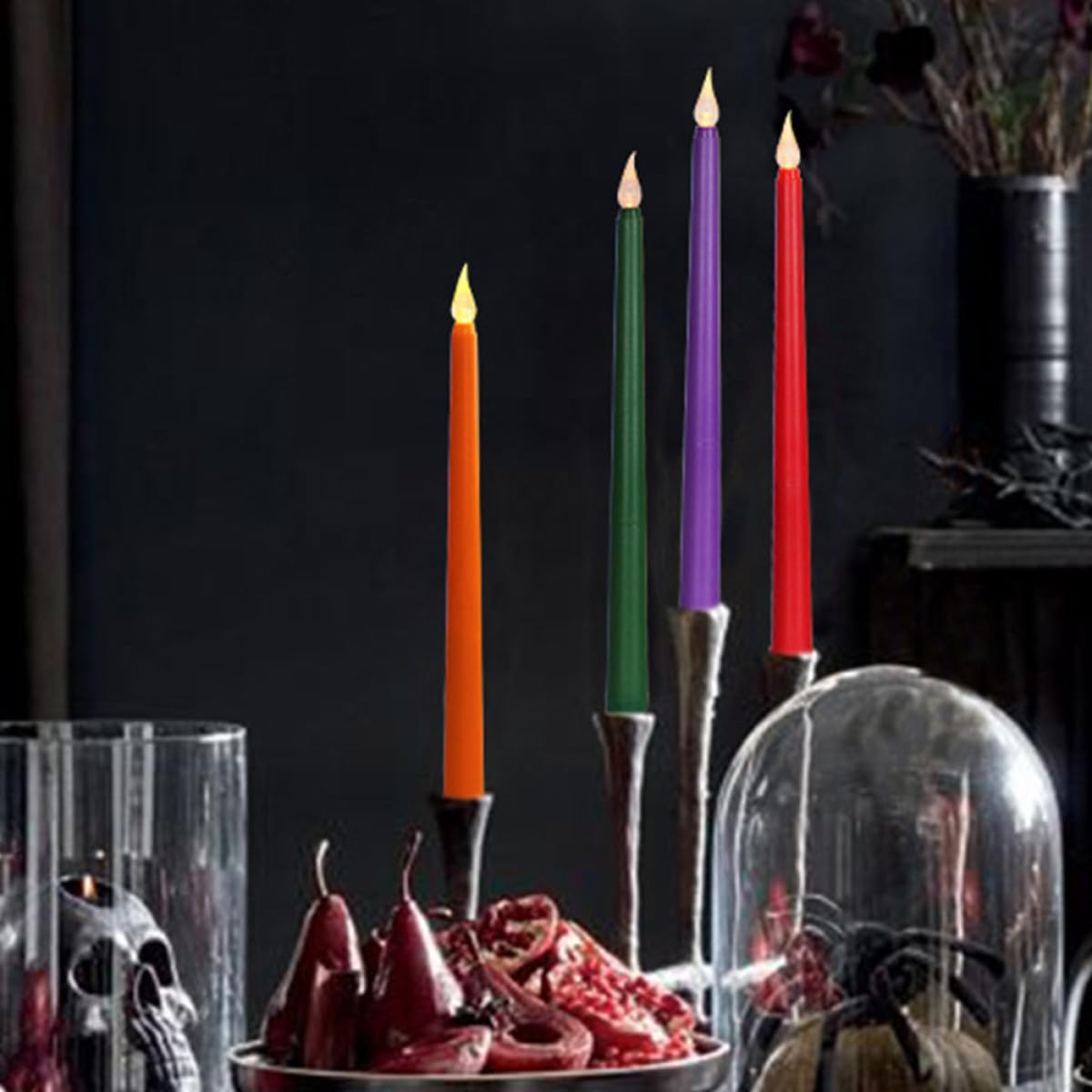 Flammenlose Batteriekerzen aus Pp und LED 12 Stück Lila mit Realistischem Kerzenlichteffekt Installieren für Feiern und Hochzeiten